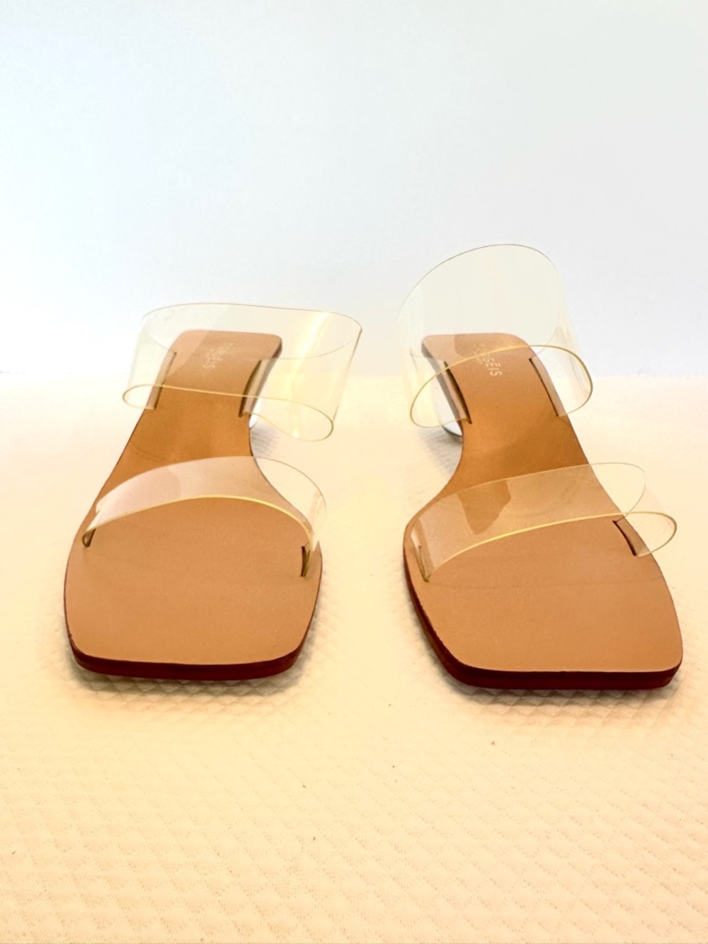 Torgeis NY “Chantal” Clear Straps & Ball Heel 2.5 inches NWOT fits like 10 wide - Picture 3 of 8
